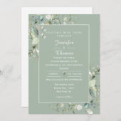 Invitation Elégant Botanique Eucalyptus Vert, Couleur Sage (Devant / Derrière)