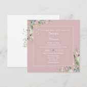 Invitation Elégant Botanique Eucalyptus Vert Rose Bleu (Devant / Derrière)