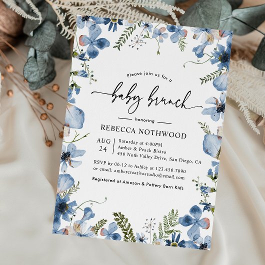 Invitation Elégant Botanique Floral Boy Baby Brunch Douche