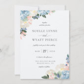 Invitation Élégant Botanique Floral Mariage bleu clair (Devant)