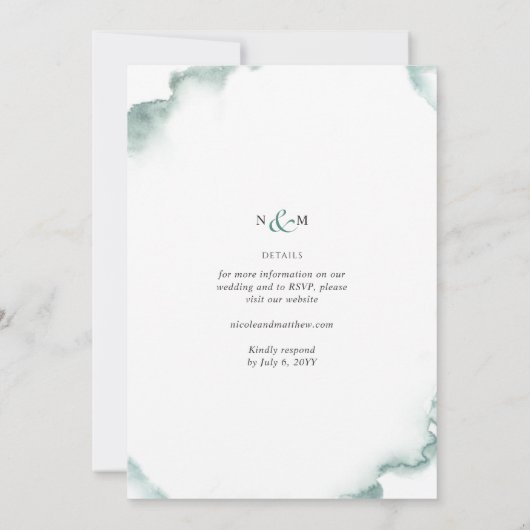 Invitation Élégant Botanique Floral tout en un Mariage vert (Dos)