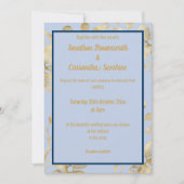 INVITATION ÉLÉGANT BOTANIQUE OR PERIWINKLE NAVY MARIAGE (Devant)