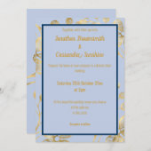 INVITATION ÉLÉGANT BOTANIQUE OR PERIWINKLE NAVY MARIAGE (Devant / Derrière)