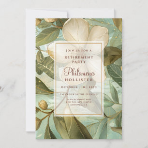 Invitation Élégant Botanique Or Vert Floral Retraite