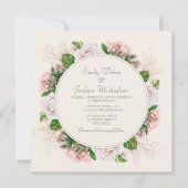 Invitation Élégant Botanique rose Rose Mariage de crème (Devant)