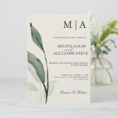 Invitation Elégant botanique Verdure eucalyptus mariage (Debout devant)