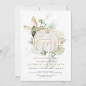 Invitation Elégant Botanique Verdure Or Citrouille Anniversai (Devant)