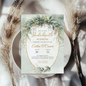Invitation Elégant botanique vert eucalyptus or géométrique