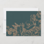 Invitation Élégant botanique | Vert foncé et Mariage en cuivr (Dos)