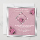 Invitation Élégant Bouquet d'argent rose mariage (Dos)