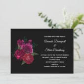 Invitation Élégant Bouquet de Fleurs de Rose Magenta Mariage (Debout devant)