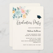 Invitation Élégant Bouquet de fleurs rose et bleu (Devant / Derrière)