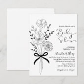Invitation élégant bouquet fleuri baby shower fleur sauvage (Devant / Derrière)