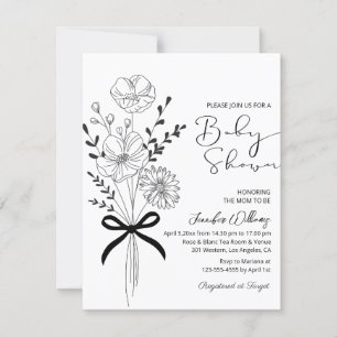 Invitation élégant bouquet fleuri baby shower fleur sauvage