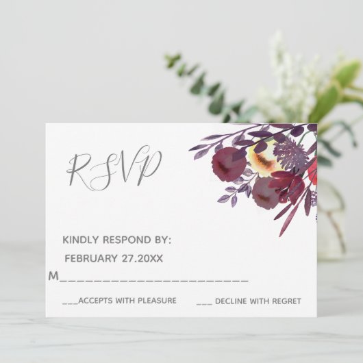 Invitation Élégant bouquet floral aquarelle boho RSVP (Debout devant)