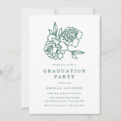 Invitation Élégant Bouquet Floral Green Graduation Party (Devant)