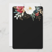 Invitation Elégant Bouquet Floral Noir Mariage de vacances (Dos)