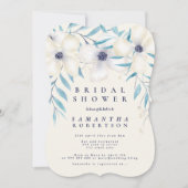 Invitation Elégant bouquet floral océan bleu douche nuptiale (Devant)