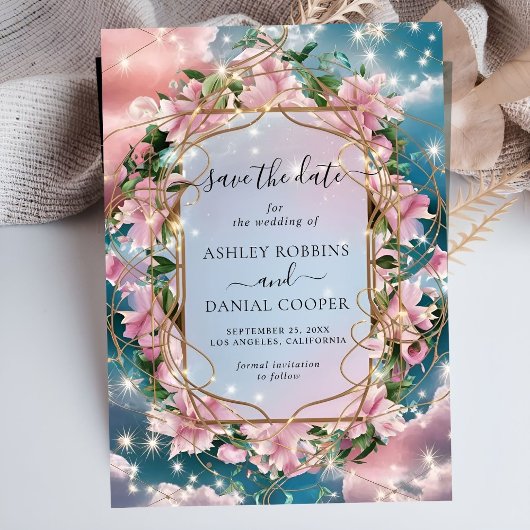 Invitation Elégant Bouquet Floral Rosy Enregistrer La Date