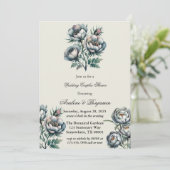 Invitation Elégant bouquet gris vert Mariage Couples Douche (Debout devant)