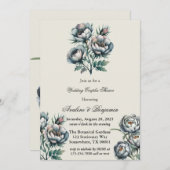 Invitation Elégant bouquet gris vert Mariage Couples Douche (Devant / Derrière)