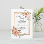 Invitation Elégant Bouquet Rose Gold Détails Mariage (Debout devant)