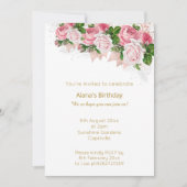 INVITATION ÉLÉGANT BOUQUET ROSE ROSE EN LACE BLANCHE MODERNE (Devant)