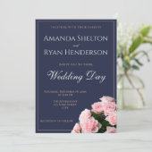 Invitation Élégant bouquet rose rose Mariage floral (Debout devant)