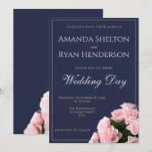 Invitation Élégant bouquet rose rose Mariage floral (Devant / Derrière)