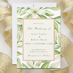Invitation Élégant Bouquet Tropical avec Mariage à Bordure Ro