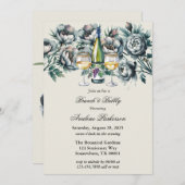 Invitation Elégant bouquet vert & gris Brunch et Bubbly (Devant / Derrière)