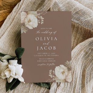 Invitation Elégant Bouquet Vintage Floral Mariage Brown