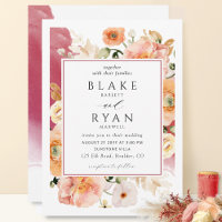 Élégant Bourgogne, Blush, Mariage botanique Pêche