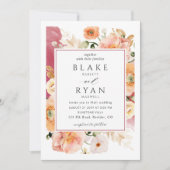 Invitation Élégant Bourgogne, Blush, Mariage botanique Pêche (Devant)