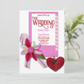 Invitation Élégant Bourgogne Coeur rouge Romantique Mariage f (Debout devant)