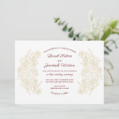 Invitation Élégant Bourgogne et Mariage Rose d'or (Debout devant)