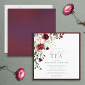 Invitation Elégant Bourgogne Floral Bridal Tea Douche
