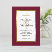 Invitation Elégant Bourgogne Gold Holiday Mariage d'hiver (Debout devant)
