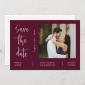 Invitation Elégant Bourgogne QR Code Photo Enregistrer la dat (Devant / Derrière)