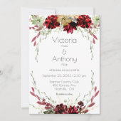 Invitation Élégant Bourgogne Succulents Vins Verdure Mariage (Devant)