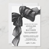 Invitation Elegant Bow Black And White Wedding (Devant)