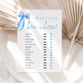 Invitation Elégant Bow Bleu Moderne Qui A Été Où Jeu