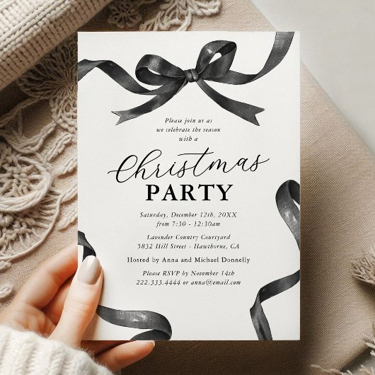 Invitation Elegant Bow Christmas Holiday Party