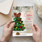 Invitation Elegant bow christmas tree party