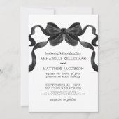 Invitation Élégant Bow en ruban noir et blanc Mariage (Devant)