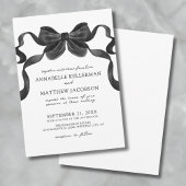 Invitation Élégant Bow en ruban noir et blanc Mariage