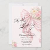Invitation Elegant Bow Floral Blush Pink Bridal Shower  (Devant)