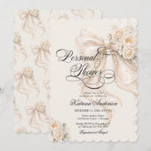 Invitation Elegant Bow Floral Bridal Shower  (Devant / Derrière)