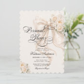 Invitation Elegant Bow Floral Bridal Shower  (Debout devant)