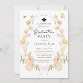 Invitation Elegant Bow Floral Garden Graduation Party (Devant)